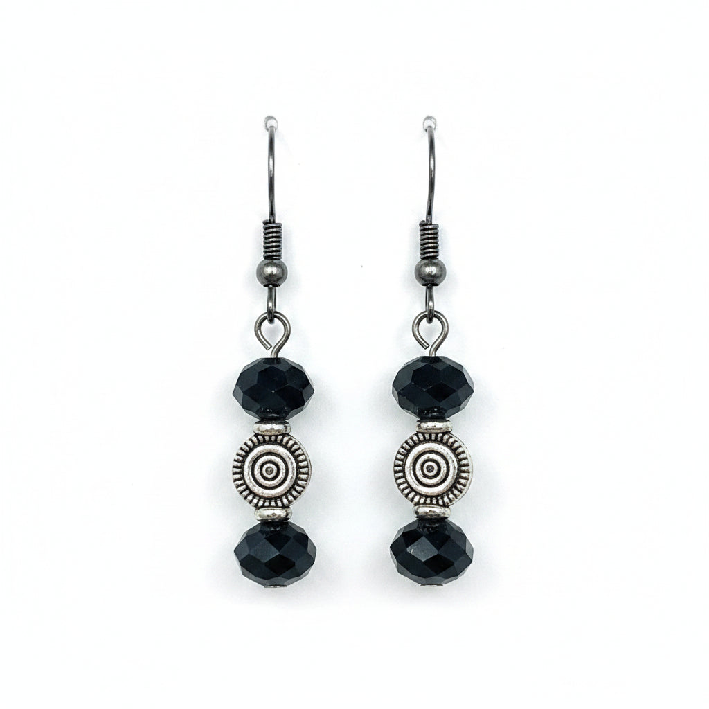 Pair of black beaded earrings