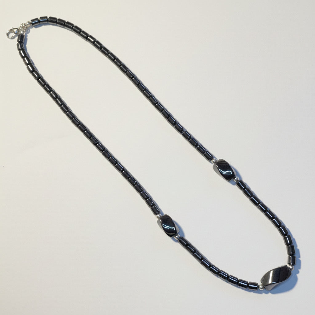 The Grounded Warrior: Men's Matte Hematite Necklace