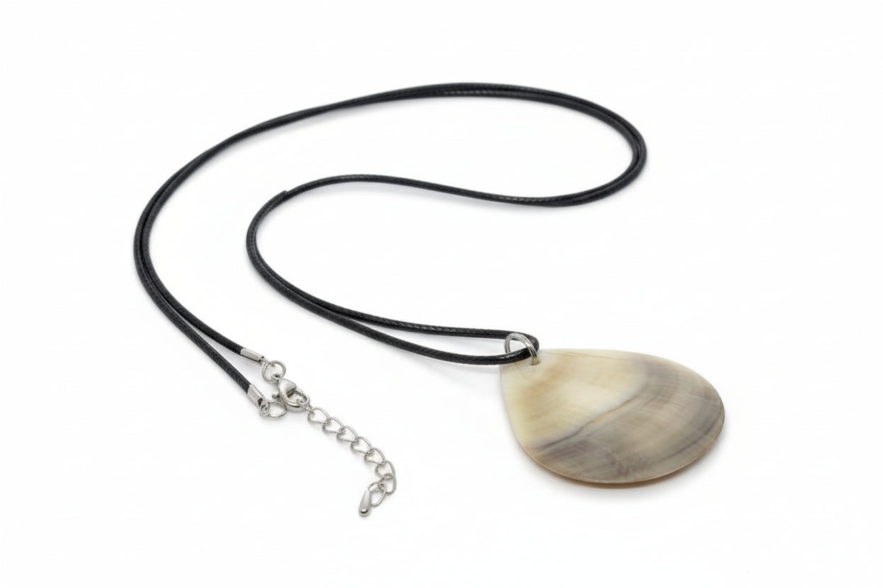 Island Voyage: Cowrie Shell & Black Waxed Cord Necklace