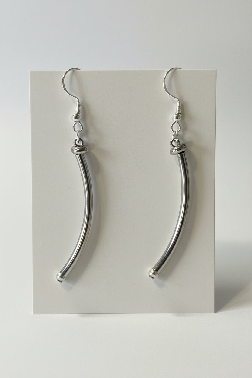 Silver Tube Earrings - 28mm with Spacers - 925 Sterling Silver Hooks
