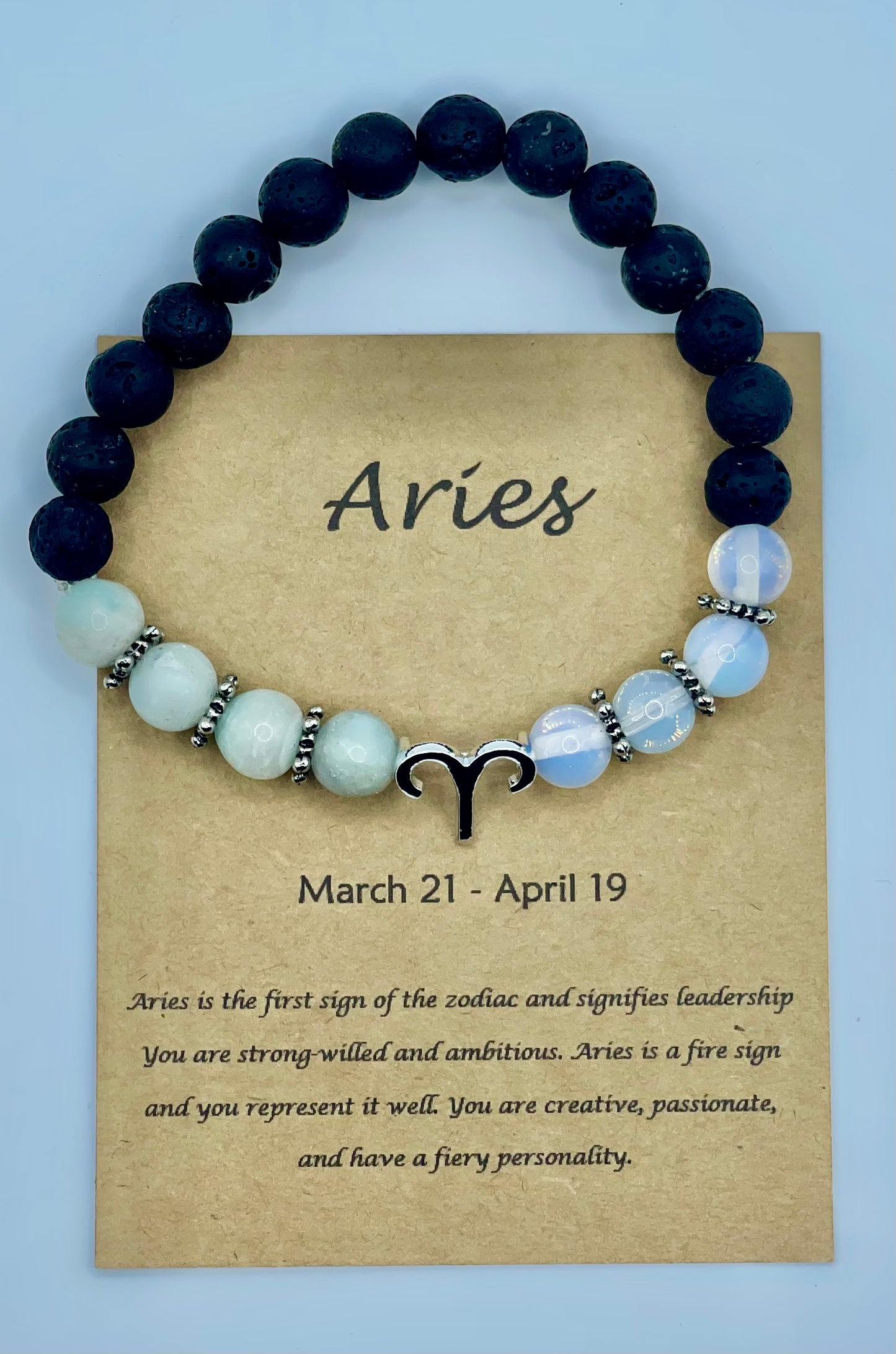 Aries Zodiac Bracelet: Aquamarine & Moonstone