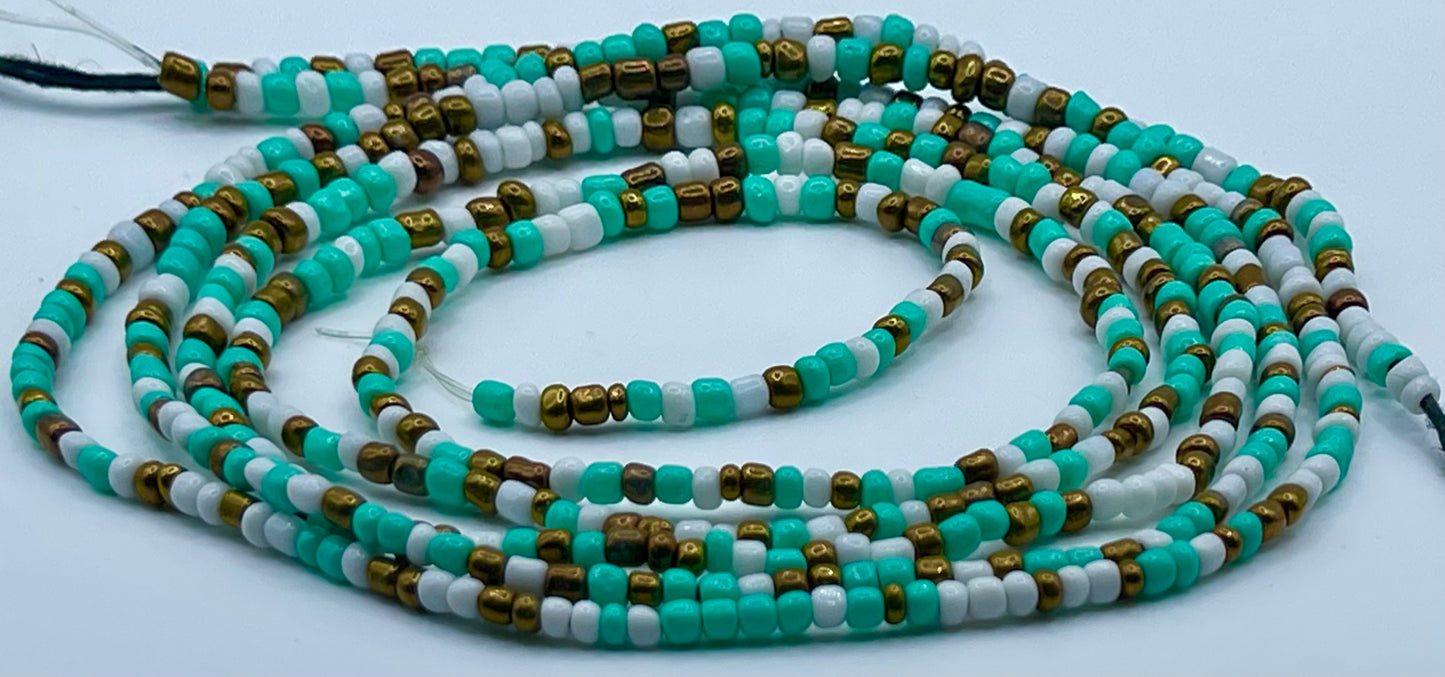Ocean Calm: Teal & Bronze 2-Piece Waist Bead Set