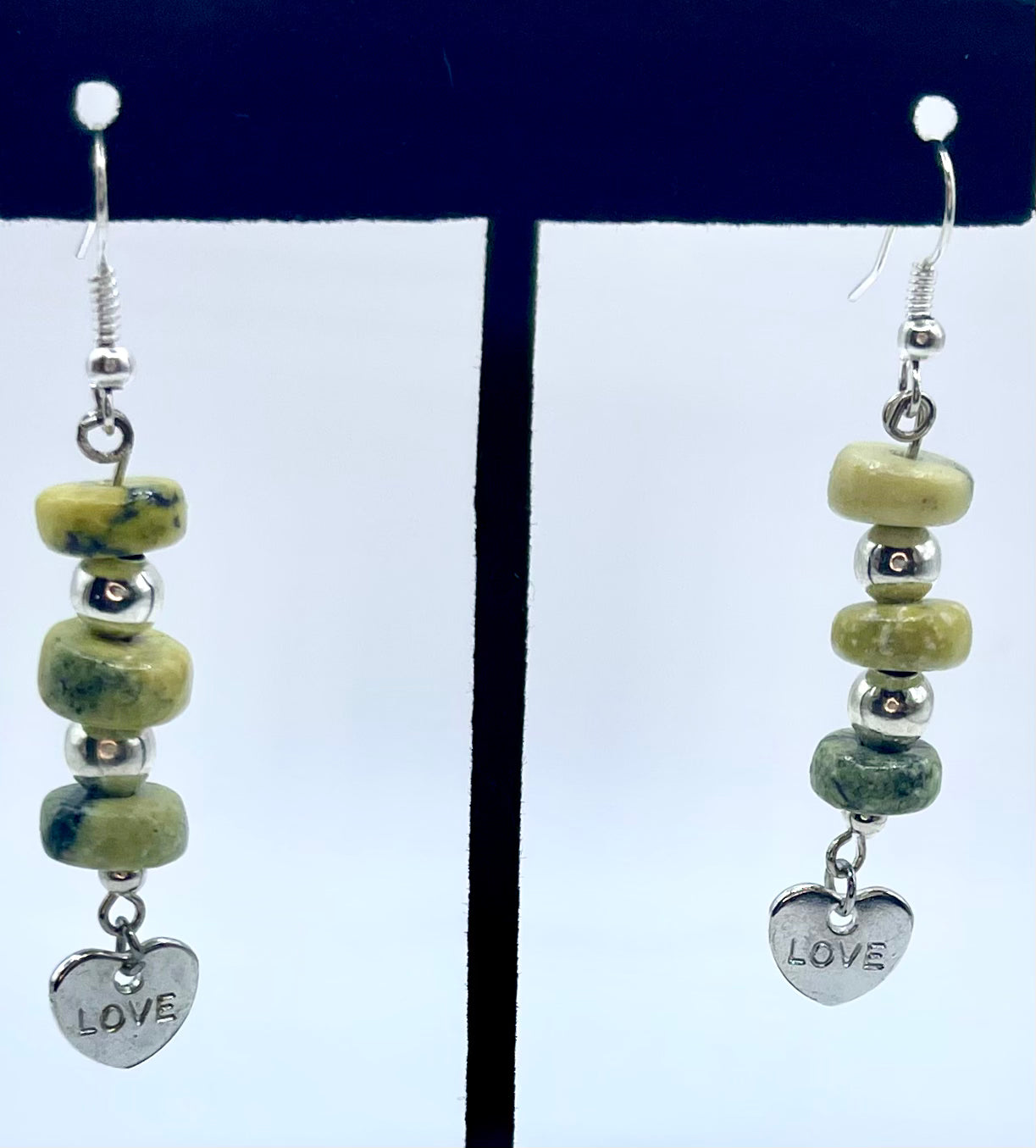 Serpentine earrings 925 sterling Silver