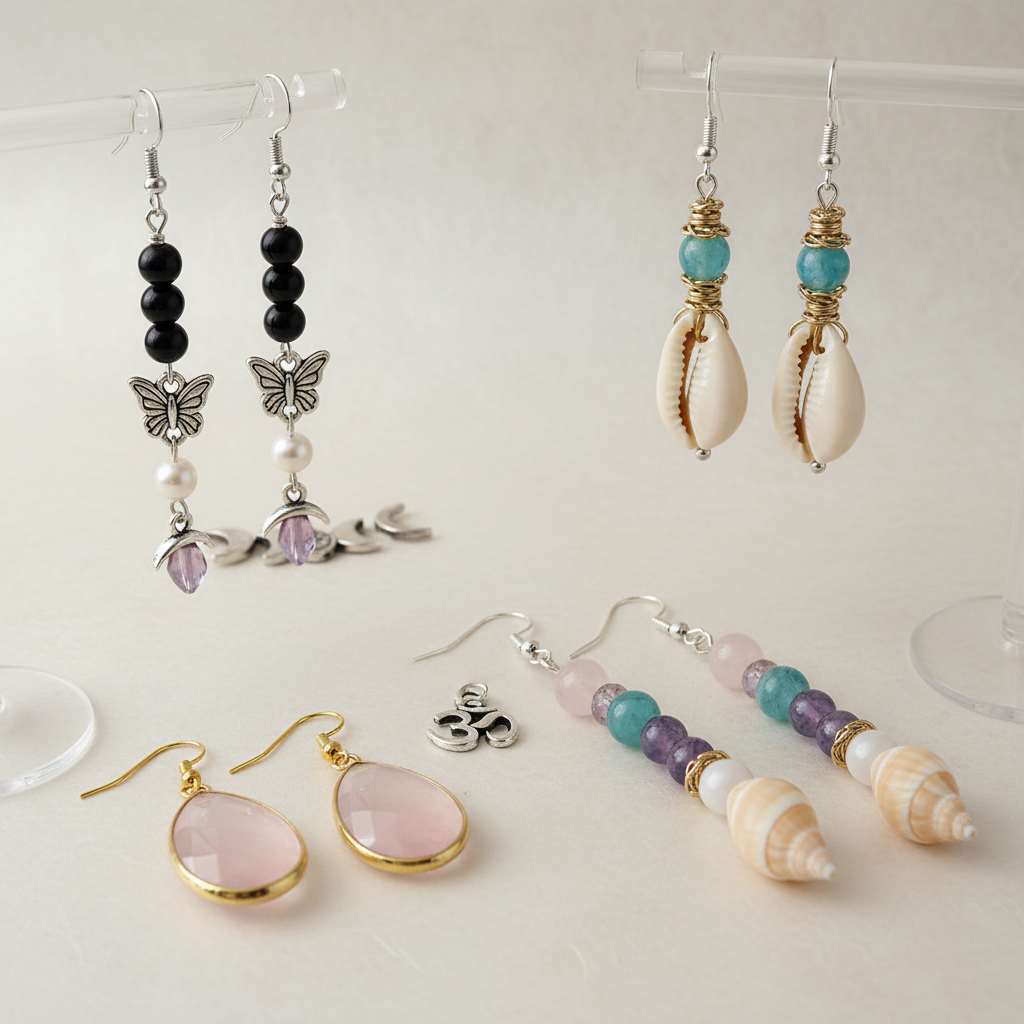 Different kinds of earrings made with 925 Sterling silver Earrings | E-monaejewels "LLC"