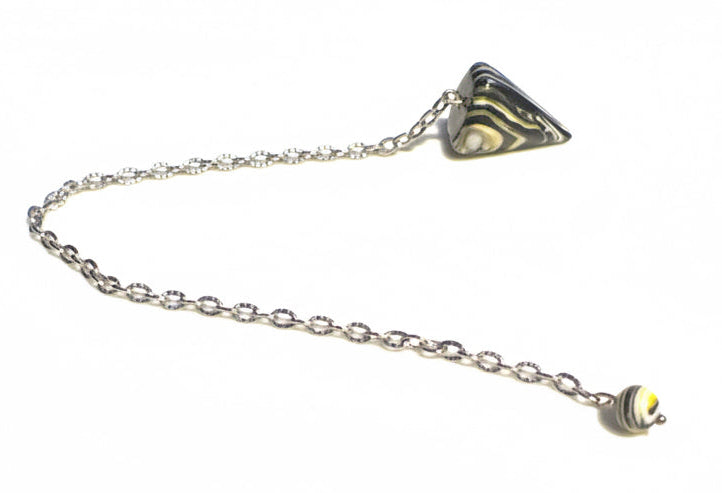  Detroit Agate (Fordite) pendant with chain Pendulum on a white background