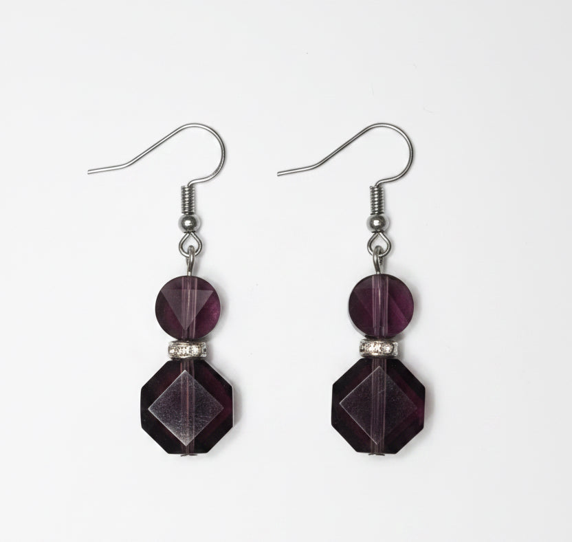 Purple Reign Silver Hook Earrings
