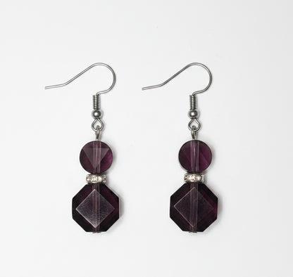 Purple Reign Silver Hook Earrings