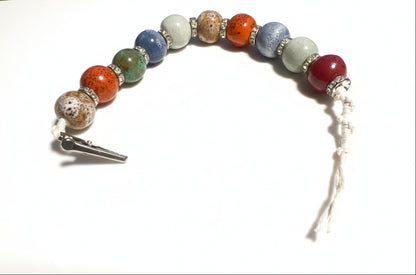 Multicolored beaded bracelet clip 
