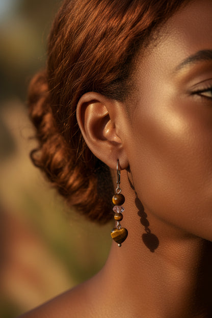 tigers eye earrings heart
