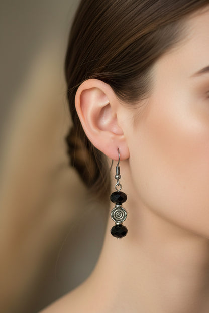 Pair of black beaded earrings 