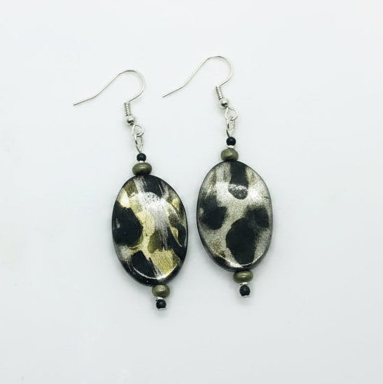 Earth-Tone Mosaic Drop Earrings
