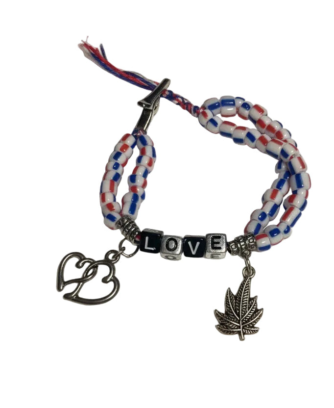 seed bead clip Bracelet with charms 