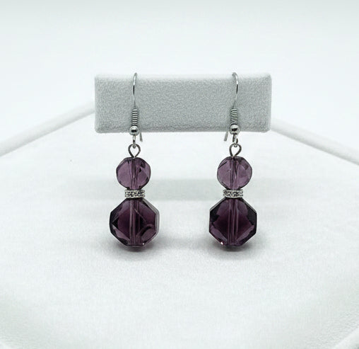 Purple Reign Silver Hook Earrings