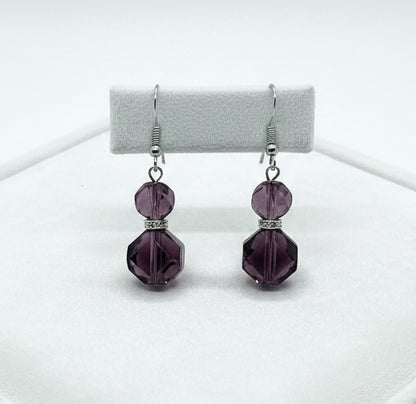 Purple Reign Silver Hook Earrings