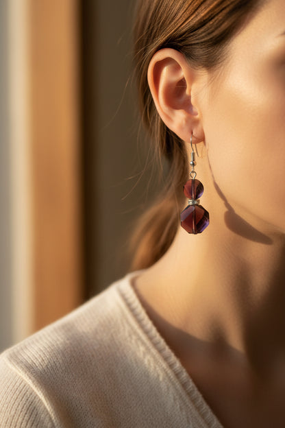 Purple Reign Silver Hook Earrings