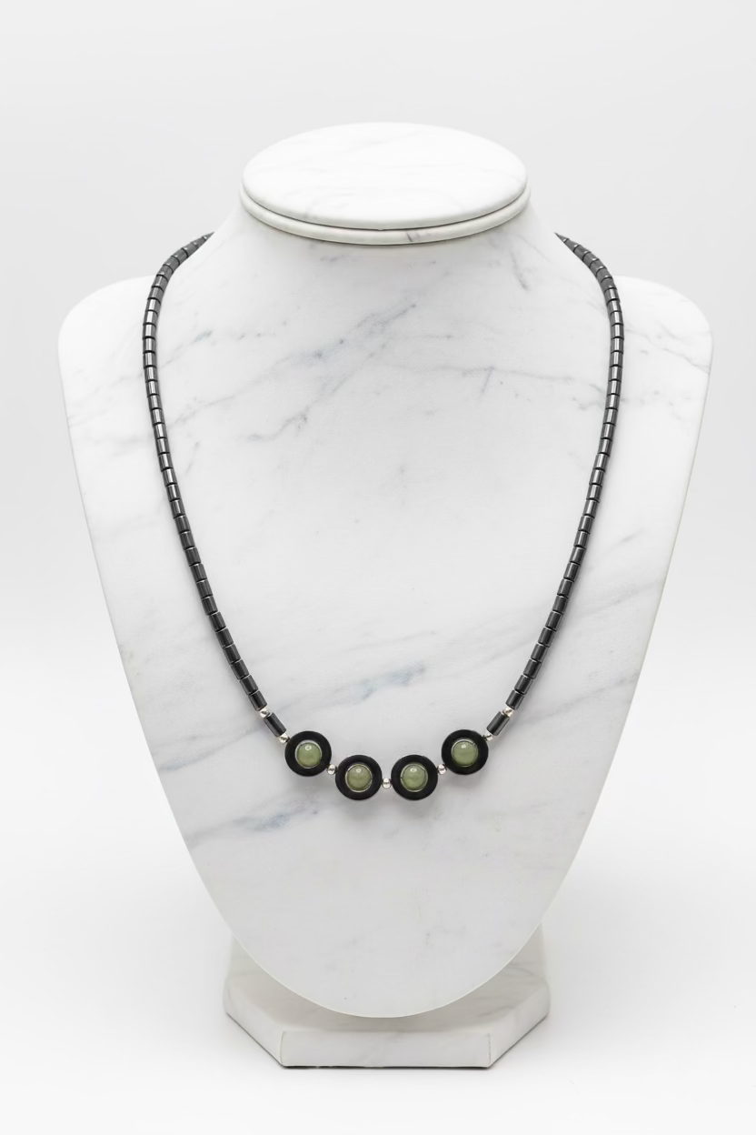 Hematite and Green Aventurine 18 Inch Necklace