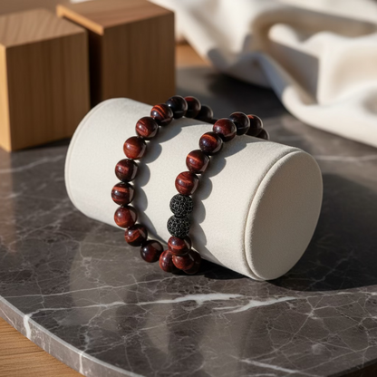 Red Tiger's Eye 12mm Bracelet - Handmade Gemstone