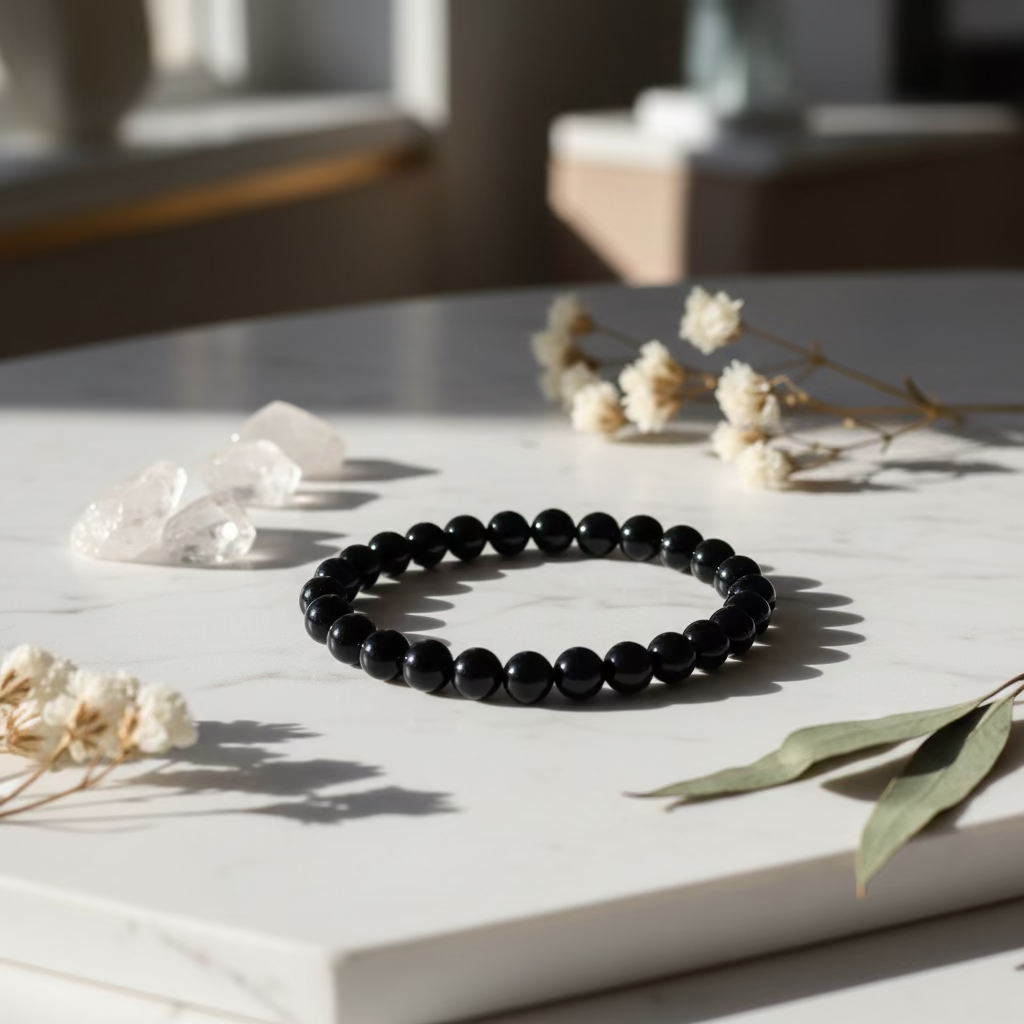Obsidian beaded bracelet
