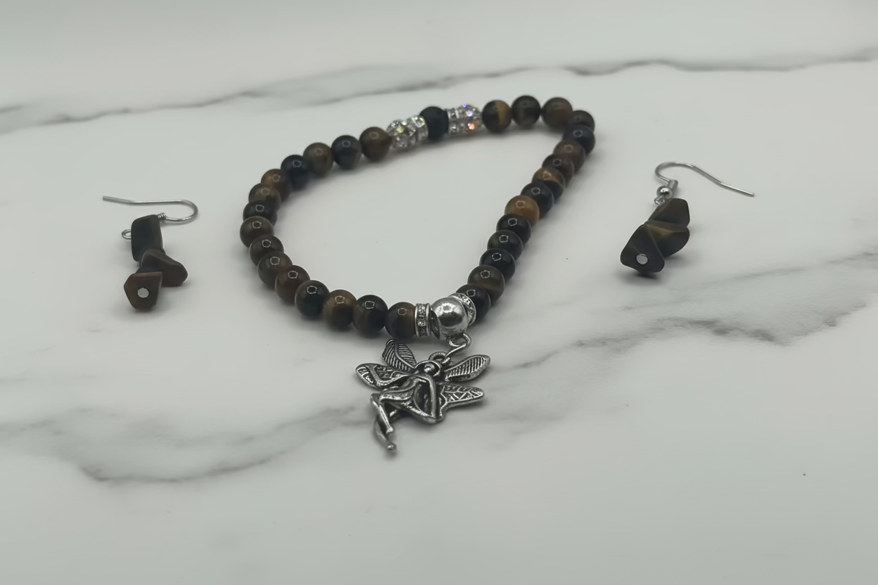 The Enchanted Leader: Tiger's Eye Fairy Jewelry Set