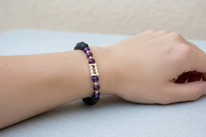 Aquarius Zodiac: Garnet & Amethyst Visionary Bracelet
