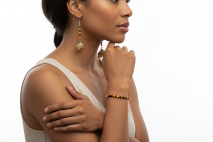 Heritage Glow: Pan-African Colors Afro Shell Earring Set