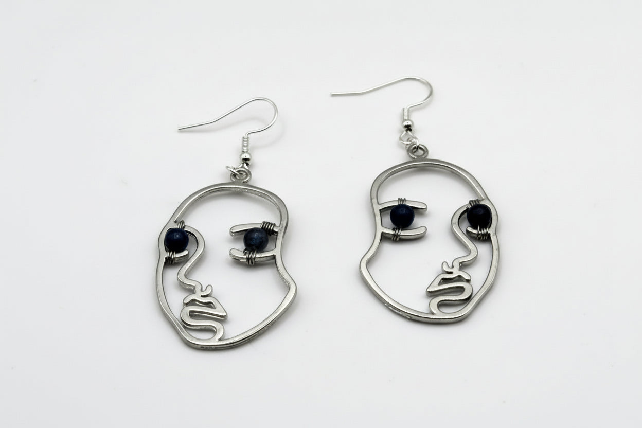 Face Earrings with Gemstone Eyes
