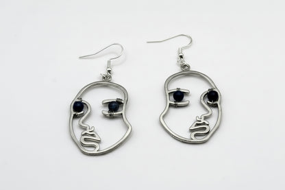 Face Earrings with Gemstone Eyes