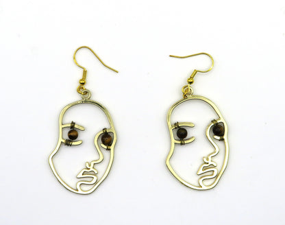 Face Earrings with Gemstone Eyes