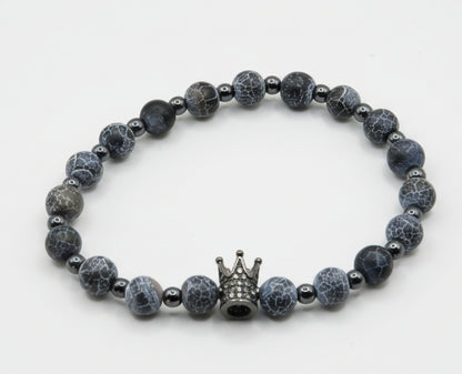 Navy Blue Cracked Agate Bracelet - Leadership & Calm