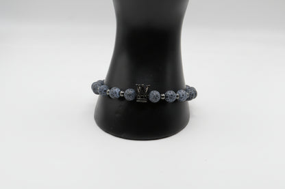 Navy Blue Cracked Agate Bracelet - Leadership & Calm