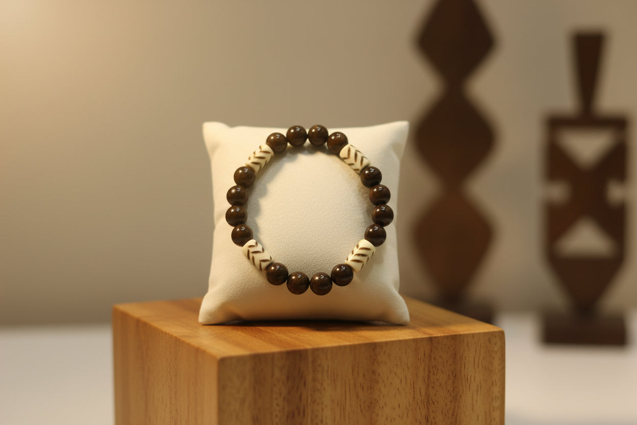 Brown Jasper & African Zigzag Protection Beads - Resilience & Grounding