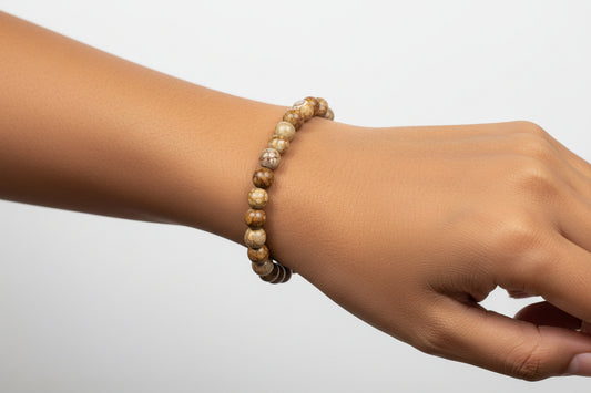 Dragon Vein Agate Bracelet - 8mm Natural Stone Beads - 18cm - Strength & Courage