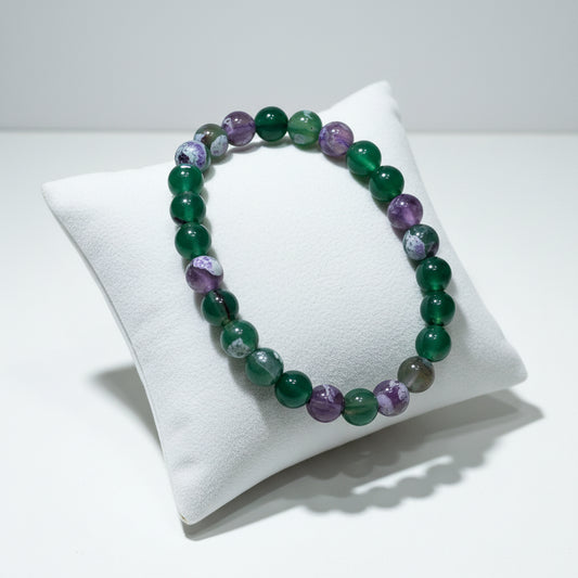 Fire Agate Bracelet - 8mm Natural Stone Beads - 18cm - Passion & Protection