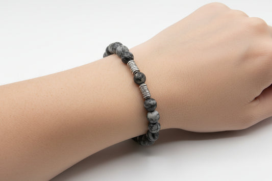 Spiderweb Jasper & Silver Spacers: Ancestral Protection