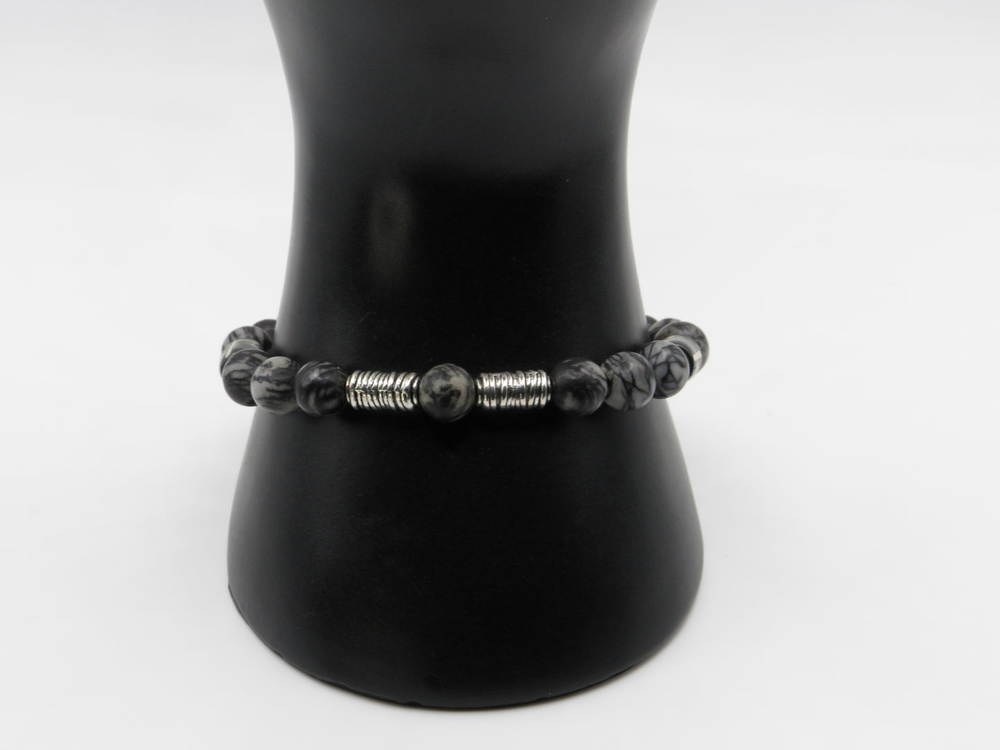 Spiderweb Jasper & Silver Spacers: Ancestral Protection