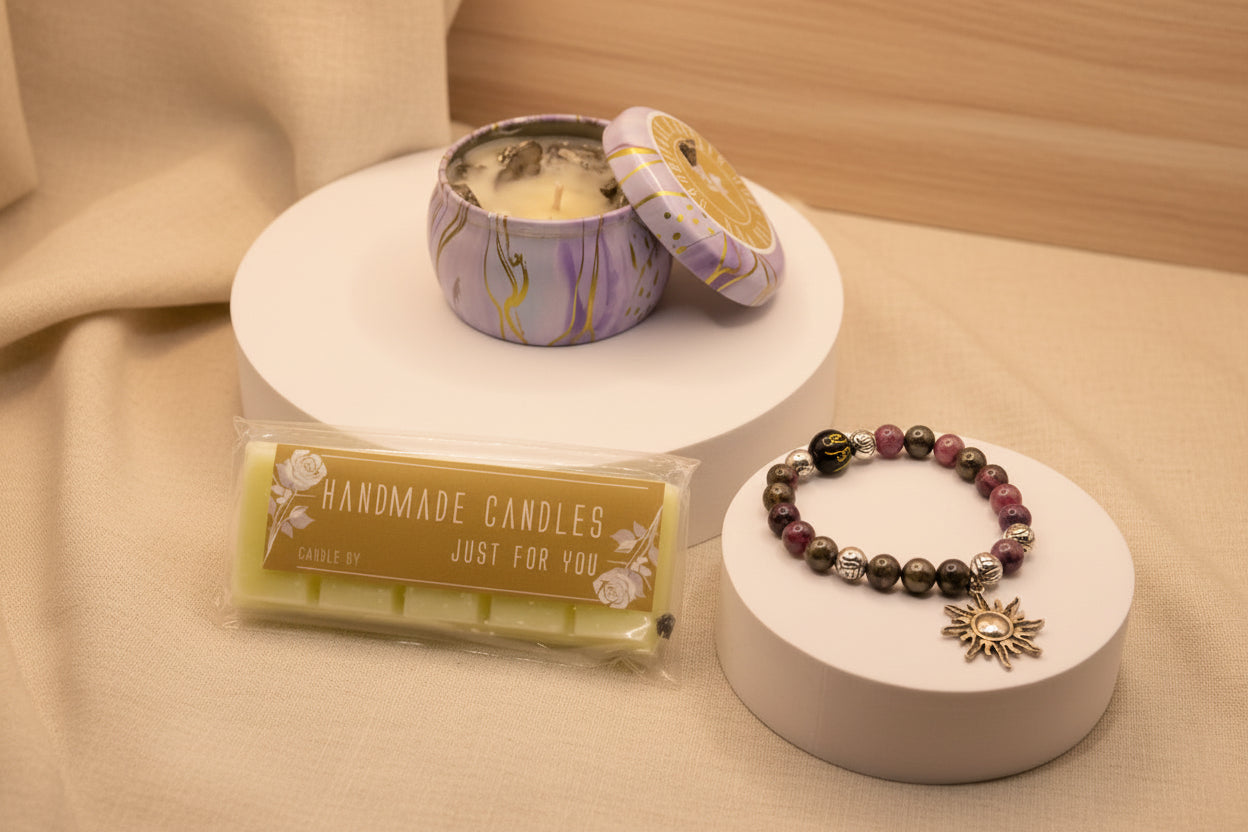 Candle, bracelet and Melts 