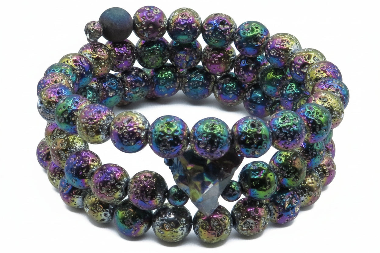 Holographic Rainbow Lava Bracelet