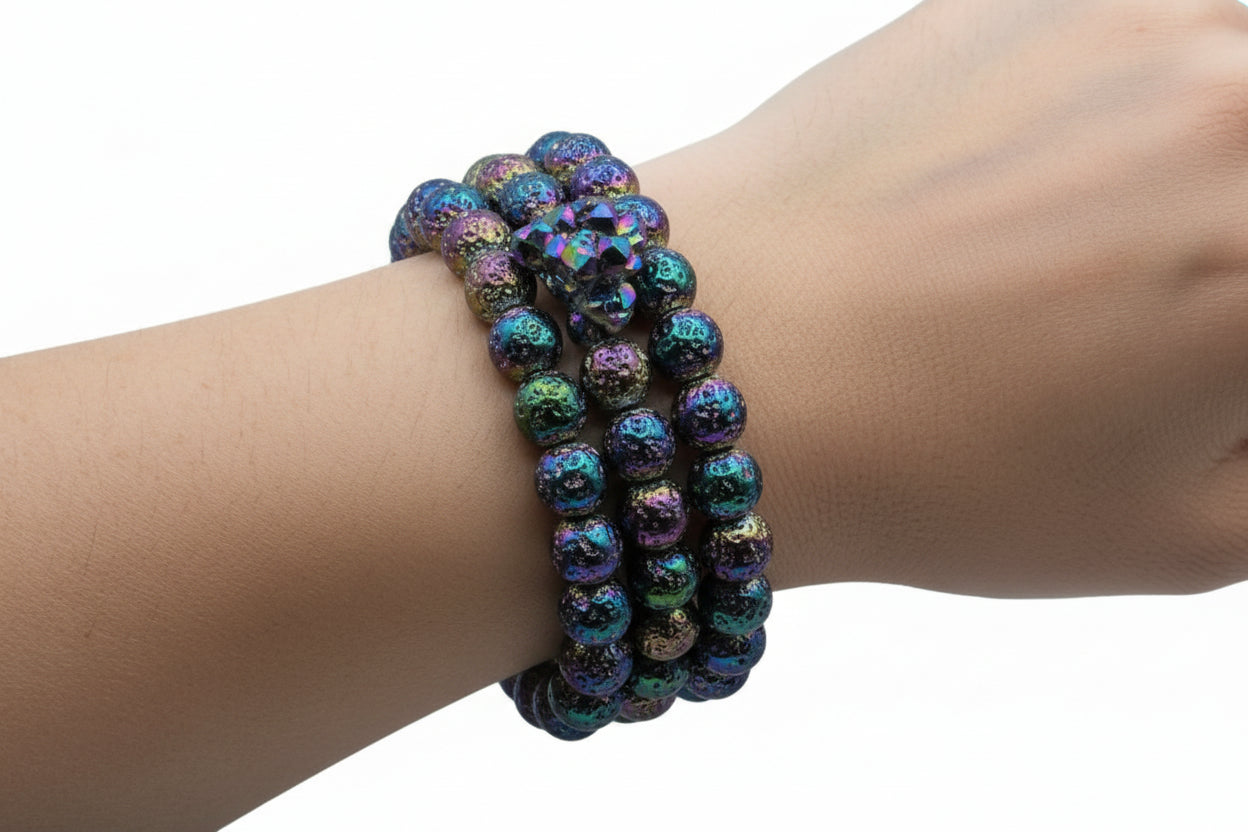 Holographic Rainbow Lava Bracelet