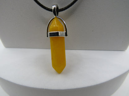 Yellow Jade Hexagonal Point Necklace - Joy, Luck & Self-Confidence - Solar Plexus Chakra