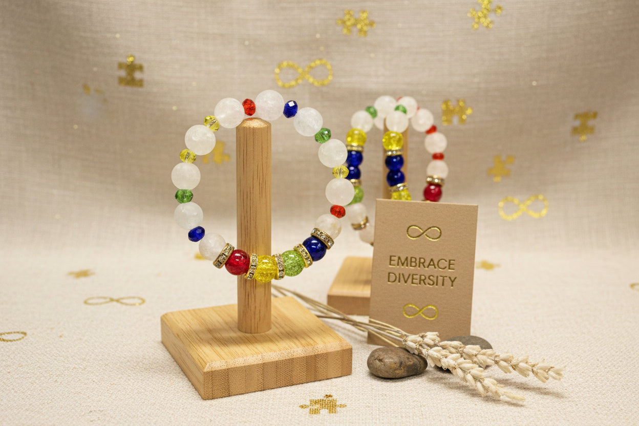 We Walk Together: Autism Awareness Faceted Bead Bracelet