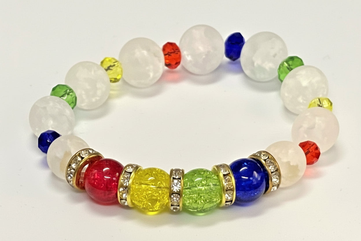 We Walk Together: Autism Awareness Faceted Bead Bracelet