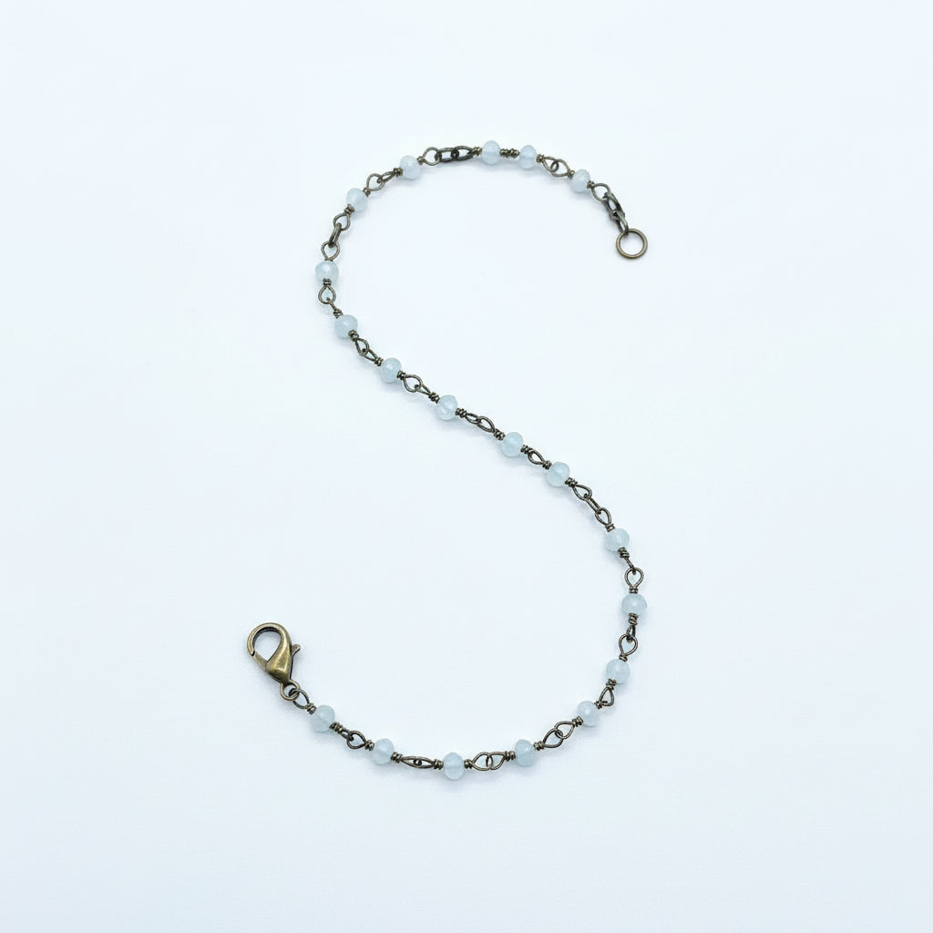 Ocean Whisper: Blue Faceted Bead & Bronze Anklet