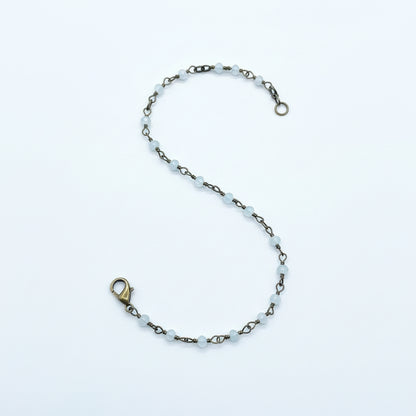 Ocean Whisper: Blue Faceted Bead & Bronze Anklet