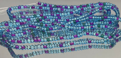 Sacred Devotion: Teal & Purple 54-inch Tie-On Waist Beads