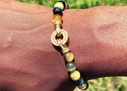 Royal Insight: Golden & Blue Tiger's Eye Bracelet