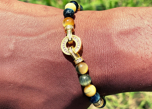 Royal Insight: Golden & Blue Tiger's Eye Bracelet
