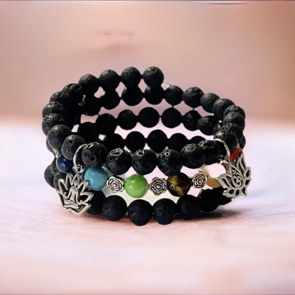 7 Healing Chakra Silver Memory Wire Bracelets