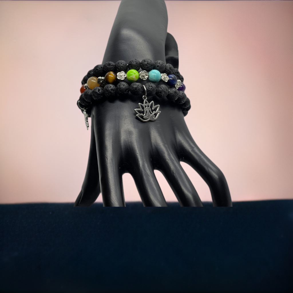 7 Healing Chakra Silver Memory Wire Bracelets