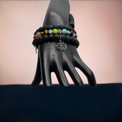 7 Healing Chakra Silver Memory Wire Bracelets