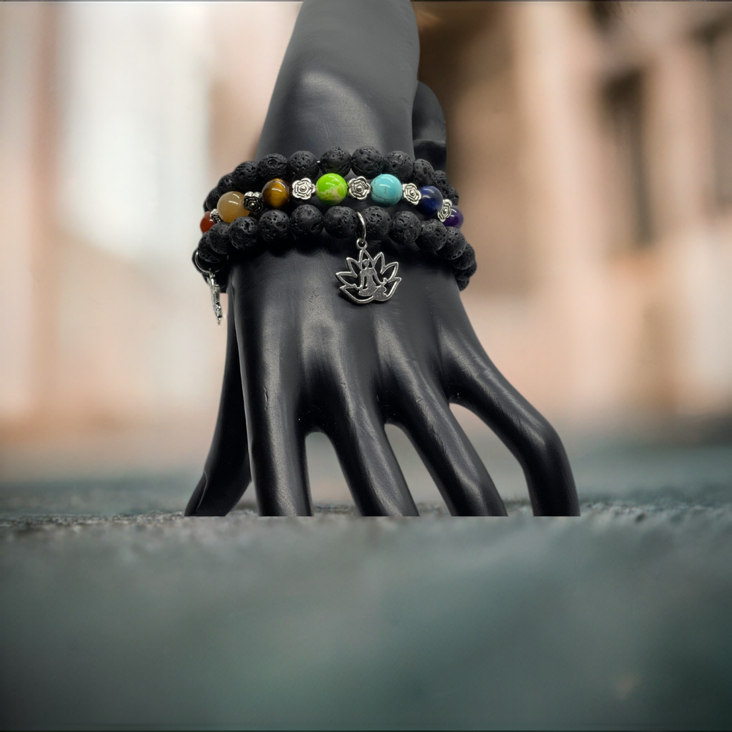 7 Healing Chakra Silver Memory Wire Bracelets